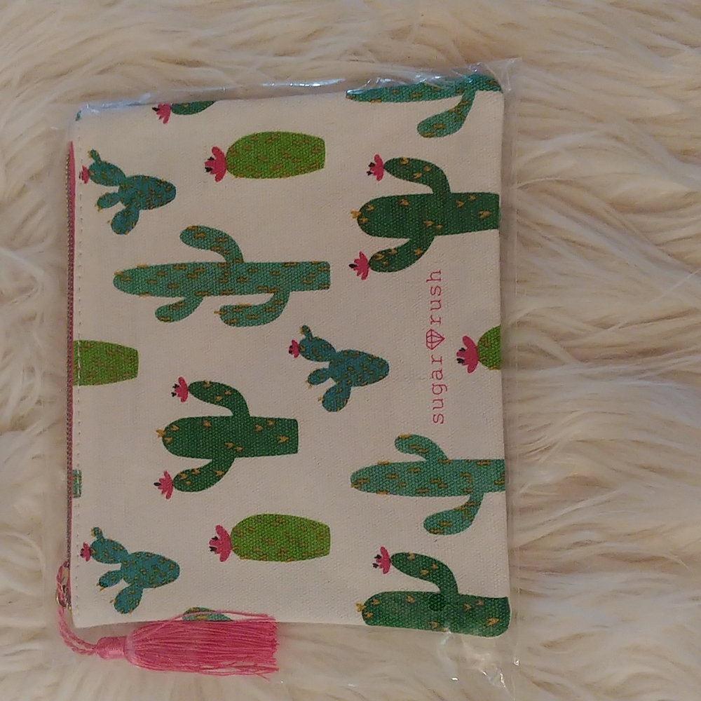 🏜FIRM! NWT TARTE SUGAR RUSH CACTUS COSMETIC BAG (DISCONTINUED)